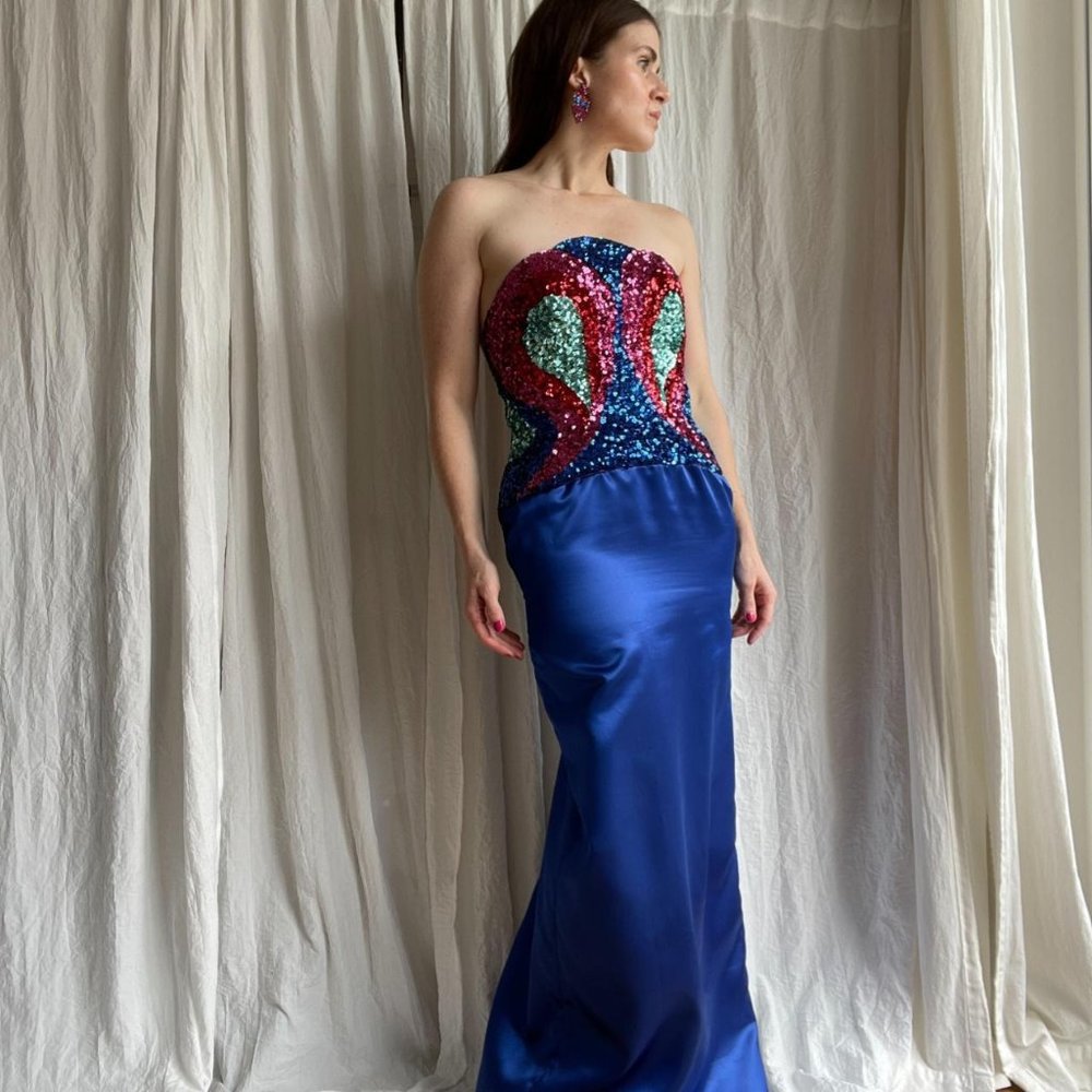 Vintage 60s Gown With Embellished Bodice